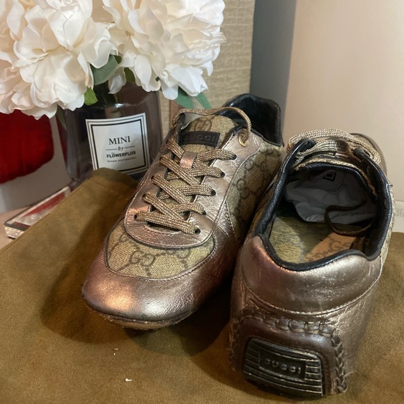 Gucci Leather Trimmed Logo Print Casual Shoes 38 - Picture 5 of 8